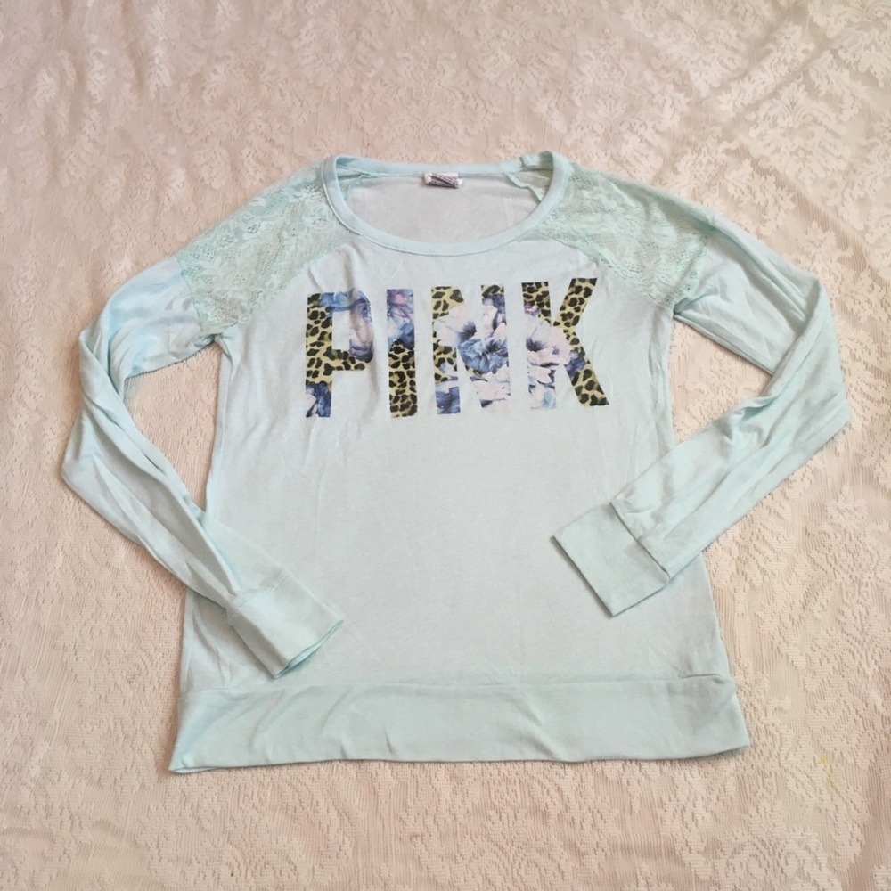 VS Pink tropical lace shoulder long sleeve…